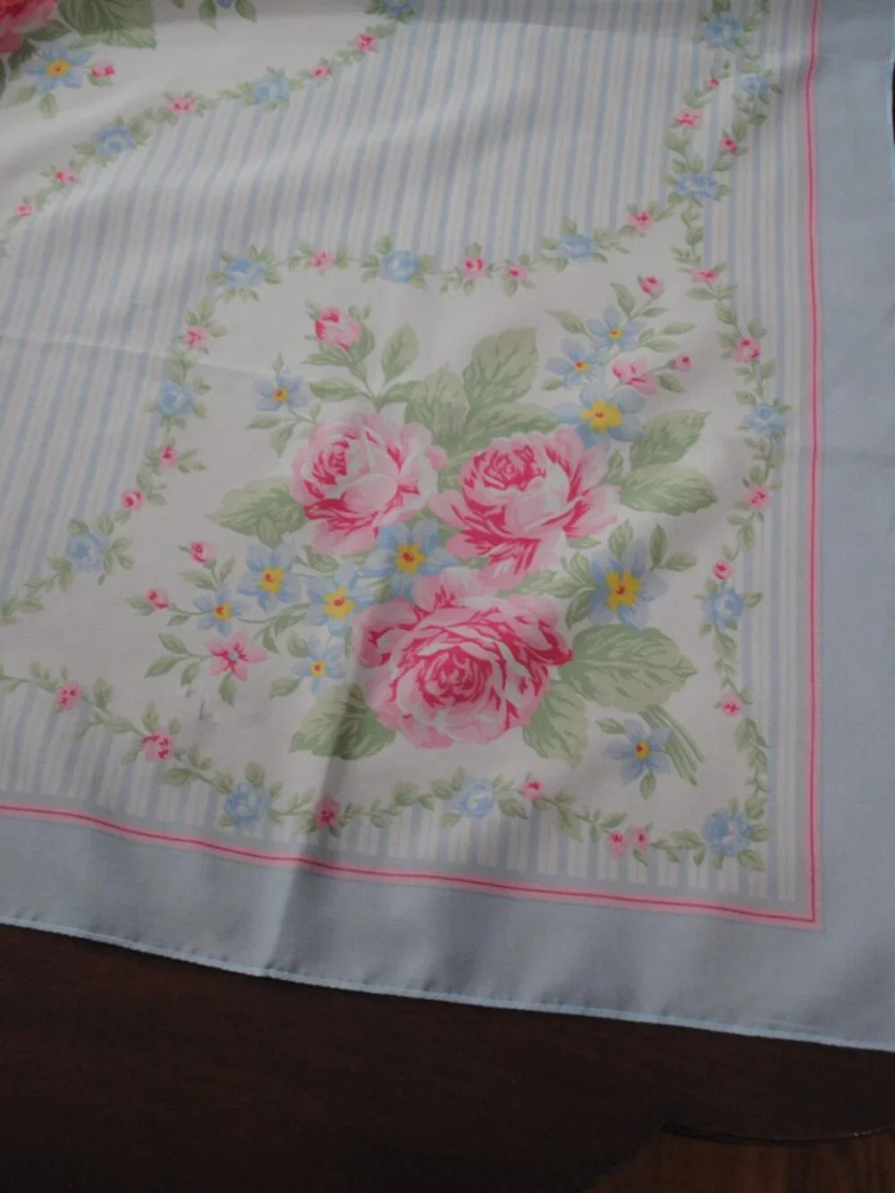 Large Vintage 1980s Avon Floral & Striped Scarf
